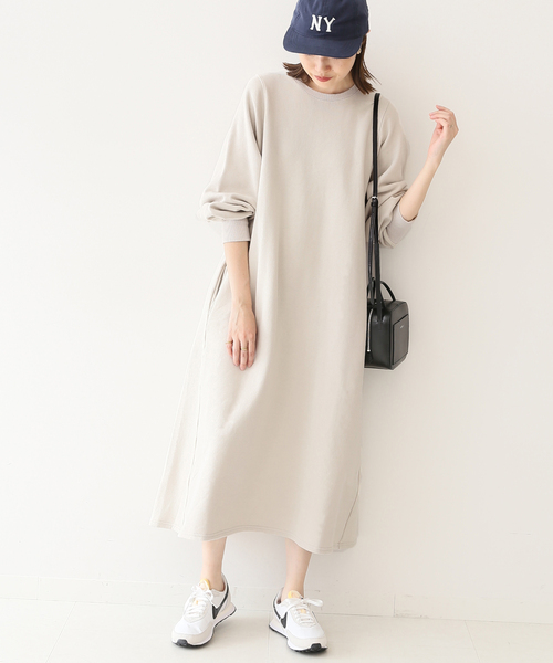 SLOBE IENA(スローブイエナ)の「《追加》ソフト起毛裏毛ロングワンピース◆(ワンピース・レディース・グレー/ベージュ/グリーン系その他・FREE)」の3枚目の写真
