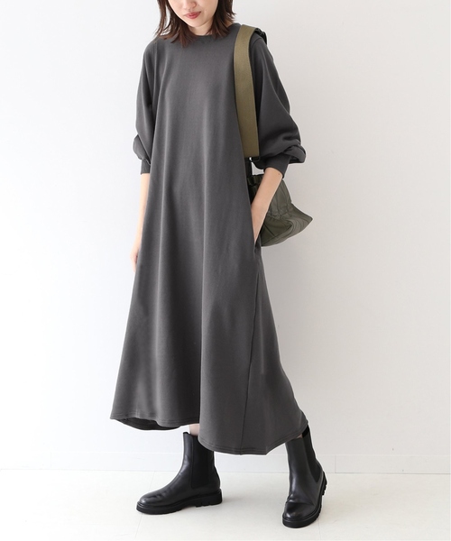 SLOBE IENA(スローブイエナ)の「《追加》ソフト起毛裏毛ロングワンピース◆(ワンピース・レディース・グレー/ベージュ/グリーン系その他・FREE)」の2枚目の写真