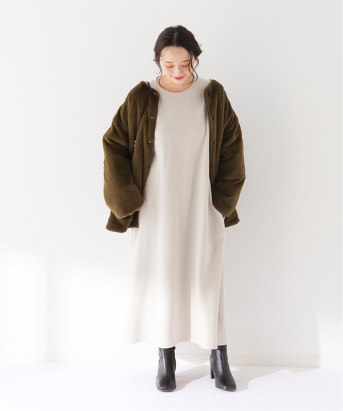 SLOBE IENA(スローブイエナ)の「《追加》ソフト起毛裏毛ロングワンピース◆(ワンピース・レディース・グレー/ベージュ/グリーン系その他・FREE)」の14枚目の写真