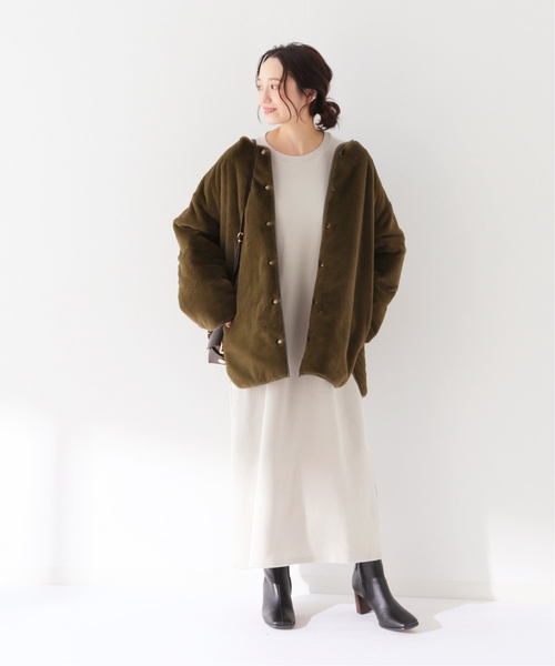SLOBE IENA(スローブイエナ)の「《追加》ソフト起毛裏毛ロングワンピース◆(ワンピース・レディース・グレー/ベージュ/グリーン系その他・FREE)」の13枚目の写真