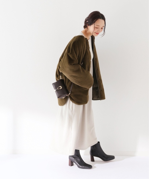 SLOBE IENA(スローブイエナ)の「《追加》ソフト起毛裏毛ロングワンピース◆(ワンピース・レディース・グレー/ベージュ/グリーン系その他・FREE)」の12枚目の写真