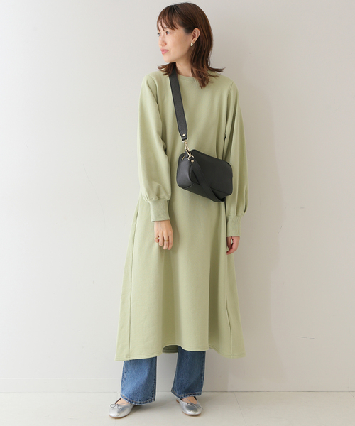 SLOBE IENA(スローブイエナ)の「《追加》ソフト起毛裏毛ロングワンピース◆(ワンピース・レディース・グレー/ベージュ/グリーン系その他・FREE)」の9枚目の写真