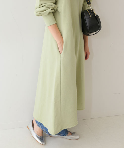 SLOBE IENA(スローブイエナ)の「《追加》ソフト起毛裏毛ロングワンピース◆(ワンピース・レディース・グレー/ベージュ/グリーン系その他・FREE)」の4枚目の写真
