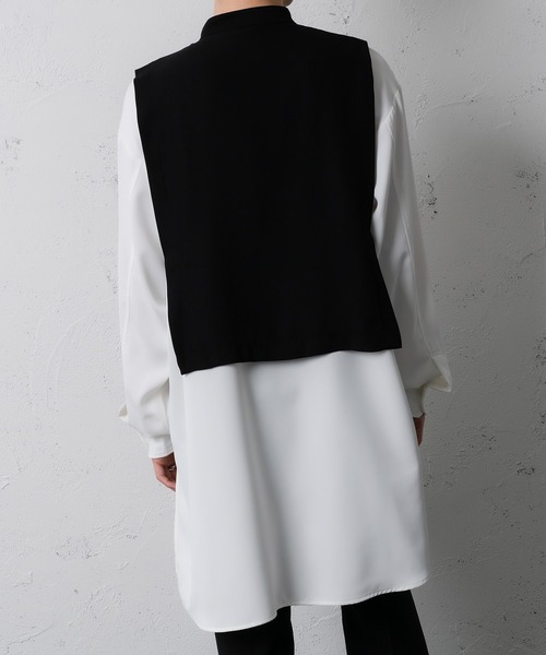Adoon plain(アドーンプレーン)の「【Adoon plain】レイヤードバンドカラーシャツ(シャツ/ブラウス・メンズ・ホワイト/ベージュ・MEDIUM/LARGE)」の9枚目の写真