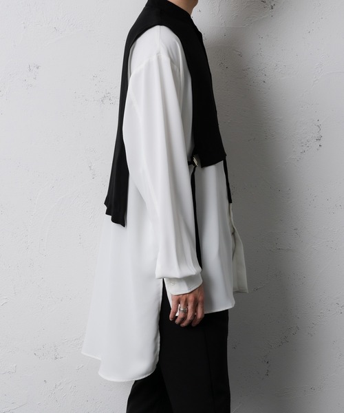 Adoon plain(アドーンプレーン)の「【Adoon plain】レイヤードバンドカラーシャツ(シャツ/ブラウス・メンズ・ホワイト/ベージュ・MEDIUM/LARGE)」の11枚目の写真