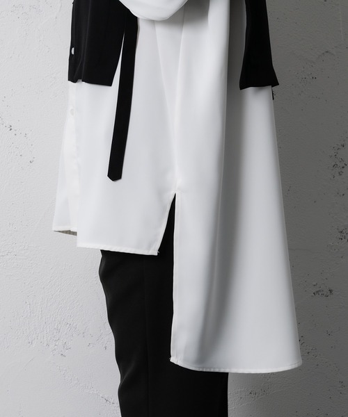 Adoon plain(アドーンプレーン)の「【Adoon plain】レイヤードバンドカラーシャツ(シャツ/ブラウス・メンズ・ホワイト/ベージュ・MEDIUM/LARGE)」の15枚目の写真