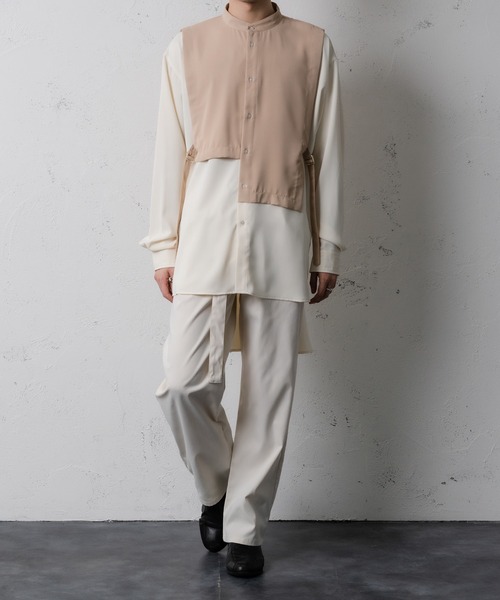 Adoon plain(アドーンプレーン)の「【Adoon plain】レイヤードバンドカラーシャツ(シャツ/ブラウス・メンズ・ホワイト/ベージュ・MEDIUM/LARGE)」の16枚目の写真