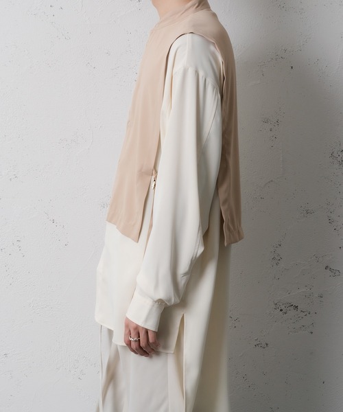 Adoon plain(アドーンプレーン)の「【Adoon plain】レイヤードバンドカラーシャツ(シャツ/ブラウス・メンズ・ホワイト/ベージュ・MEDIUM/LARGE)」の22枚目の写真