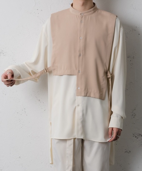 Adoon plain(アドーンプレーン)の「【Adoon plain】レイヤードバンドカラーシャツ(シャツ/ブラウス・メンズ・ホワイト/ベージュ・MEDIUM/LARGE)」の20枚目の写真
