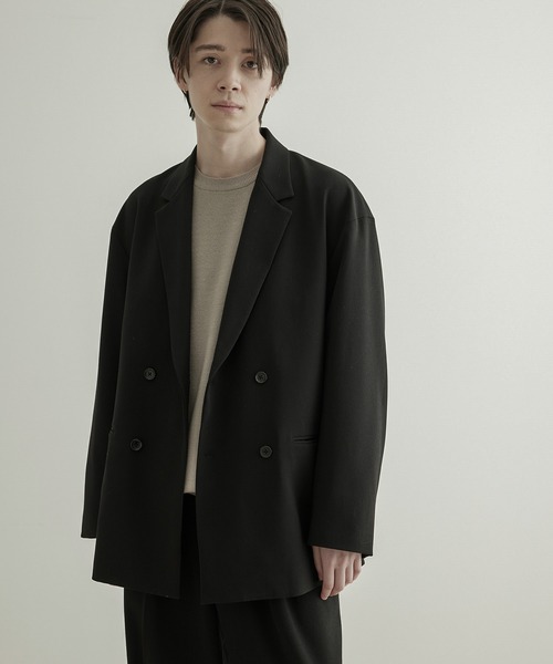 JUNRED（ジュンレッド）の「テクスチャーTRダブルルーズジャケット（テーラードジャケット・メンズ・ブラック/ベージュ/グリーン・S/M/L）」の2枚目の写真