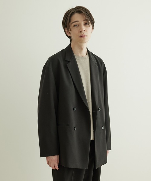 JUNRED（ジュンレッド）の「テクスチャーTRダブルルーズジャケット（テーラードジャケット・メンズ・ブラック/ベージュ/グリーン・S/M/L）」の6枚目の写真