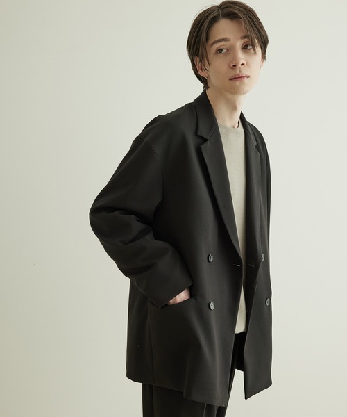 JUNRED（ジュンレッド）の「テクスチャーTRダブルルーズジャケット（テーラードジャケット・メンズ・ブラック/ベージュ/グリーン・S/M/L）」の13枚目の写真