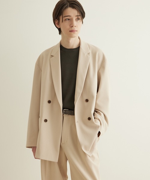 JUNRED（ジュンレッド）の「テクスチャーTRダブルルーズジャケット（テーラードジャケット・メンズ・ブラック/ベージュ/グリーン・S/M/L）」の4枚目の写真