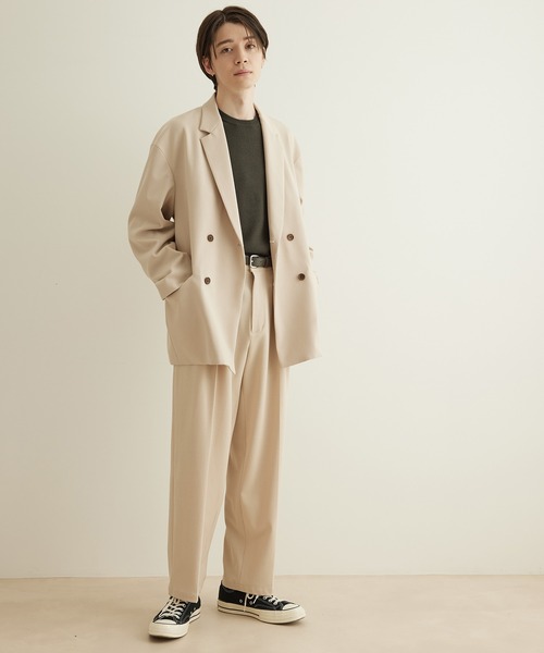 JUNRED（ジュンレッド）の「テクスチャーTRダブルルーズジャケット（テーラードジャケット・メンズ・ブラック/ベージュ/グリーン・S/M/L）」の7枚目の写真