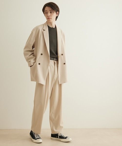 JUNRED（ジュンレッド）の「テクスチャーTRダブルルーズジャケット（テーラードジャケット・メンズ・ブラック/ベージュ/グリーン・S/M/L）」の14枚目の写真