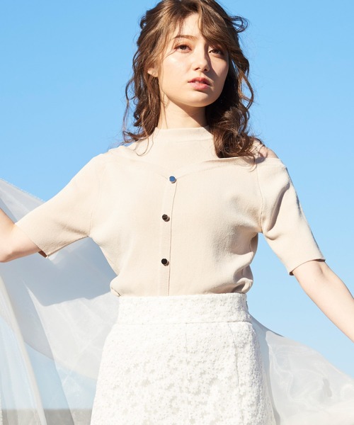 NOELA（ノエラ）の「オープンショルダーリブニット（ニット/セーター・レディース・ピンク/ブラウン/ベージュ・フリー）」の3枚目の写真