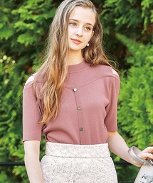 オープンショルダーリブニット