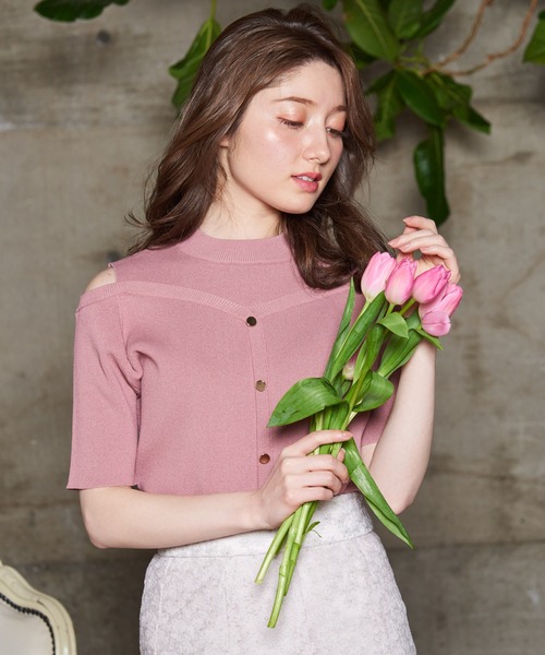 NOELA（ノエラ）の「オープンショルダーリブニット（ニット/セーター・レディース・ピンク/ブラウン/ベージュ・フリー）」の11枚目の写真