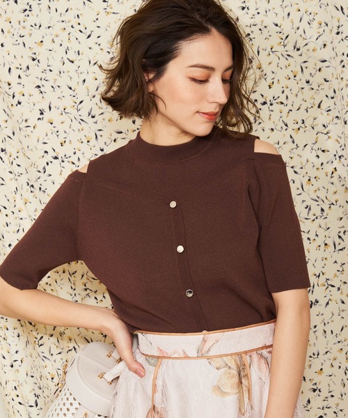 NOELA（ノエラ）の「オープンショルダーリブニット（ニット/セーター・レディース・ピンク/ブラウン/ベージュ・フリー）」の10枚目の写真