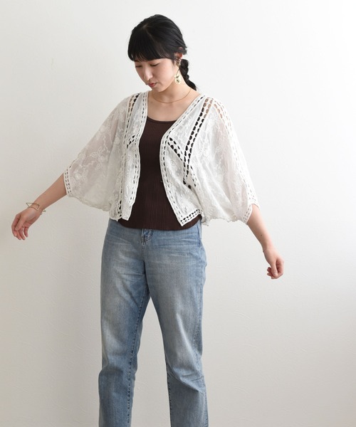 LHELBIE(レルビエ)の「カットワークレース刺繍カーディガン(その他トップス・レディース・ブラック/オフホワイト/ライトベージュ・M)」の22枚目の写真