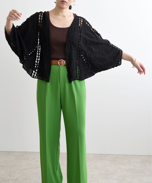 LHELBIE(レルビエ)の「カットワークレース刺繍カーディガン(その他トップス・レディース・ブラック/オフホワイト/ライトベージュ・M)」の7枚目の写真