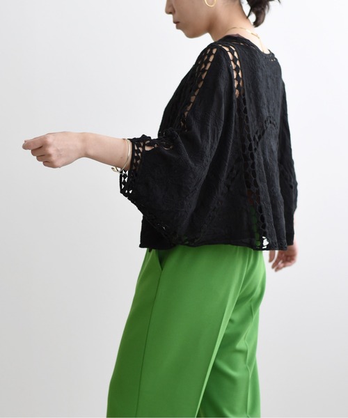 LHELBIE(レルビエ)の「カットワークレース刺繍カーディガン(その他トップス・レディース・ブラック/オフホワイト/ライトベージュ・M)」の8枚目の写真