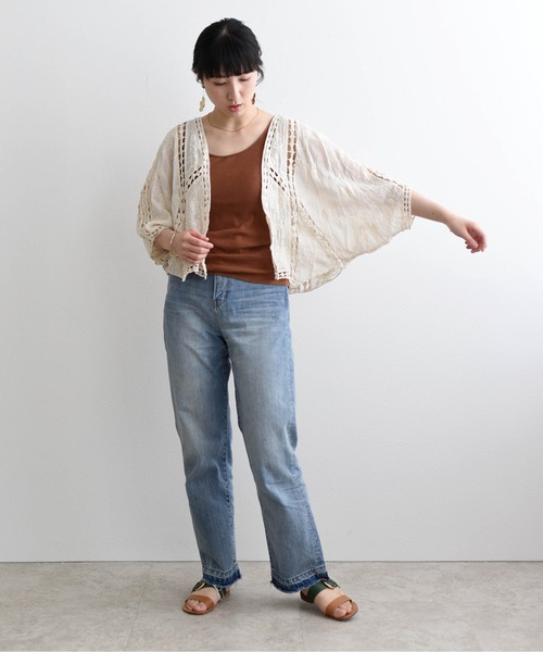 LHELBIE(レルビエ)の「カットワークレース刺繍カーディガン(その他トップス・レディース・ブラック/オフホワイト/ライトベージュ・M)」の11枚目の写真