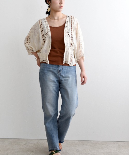 LHELBIE(レルビエ)の「カットワークレース刺繍カーディガン(その他トップス・レディース・ブラック/オフホワイト/ライトベージュ・M)」の14枚目の写真