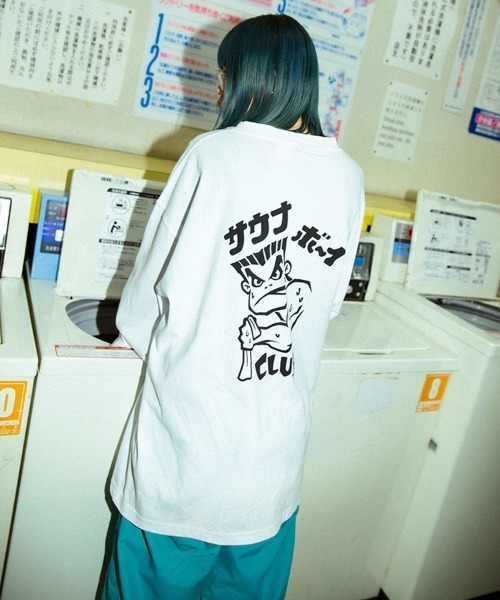 BAD BOY（バッドボーイ）の「BADBOY×サウナボーイ  サウナボーイCLUB ロンT（Tシャツ/カットソー・メンズ・ホワイト/ブラック・M/L）」の3枚目の写真