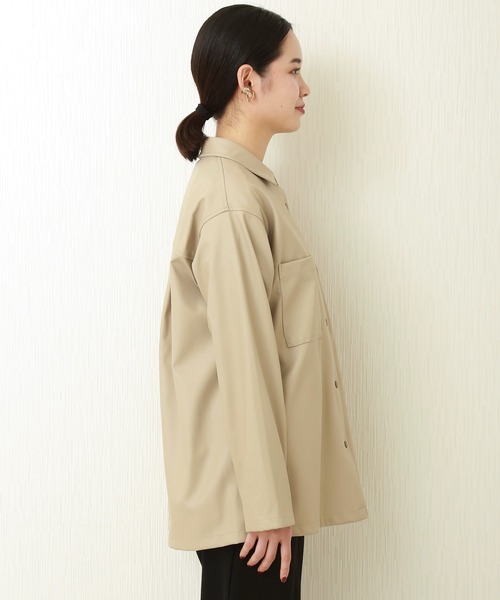 libelle more（リベル モア）の「フェイクレザーシャツジャケット（シャツ/ブラウス・レディース・ベージュ/ブラウン/ブラック/ライトカーキ・M/L）」の9枚目の写真