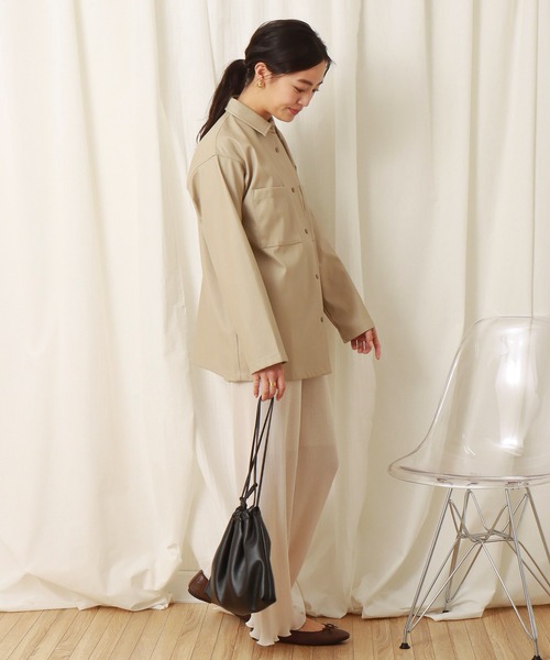 libelle more（リベル モア）の「フェイクレザーシャツジャケット（シャツ/ブラウス・レディース・ベージュ/ブラウン/ブラック/ライトカーキ・M/L）」の8枚目の写真