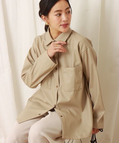 libelle more（リベル モア）の「フェイクレザーシャツジャケット（シャツ/ブラウス・レディース・ベージュ/ブラウン/ブラック/ライトカーキ・M/L）」の21枚目の写真