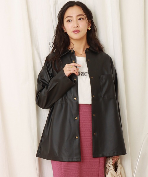 libelle more（リベル モア）の「フェイクレザーシャツジャケット（シャツ/ブラウス・レディース・ベージュ/ブラウン/ブラック/ライトカーキ・M/L）」の5枚目の写真