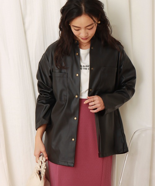 libelle more（リベル モア）の「フェイクレザーシャツジャケット（シャツ/ブラウス・レディース・ベージュ/ブラウン/ブラック/ライトカーキ・M/L）」の11枚目の写真