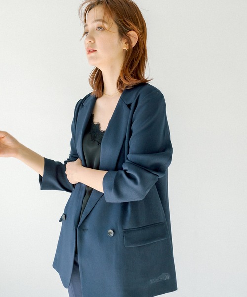 RIVE DROITE（リヴドロワ）の「リネンライクライトテーラードジャケット（テーラードジャケット・レディース・ベージュ/ネイビー/イエロー・FREE）」の5枚目の写真