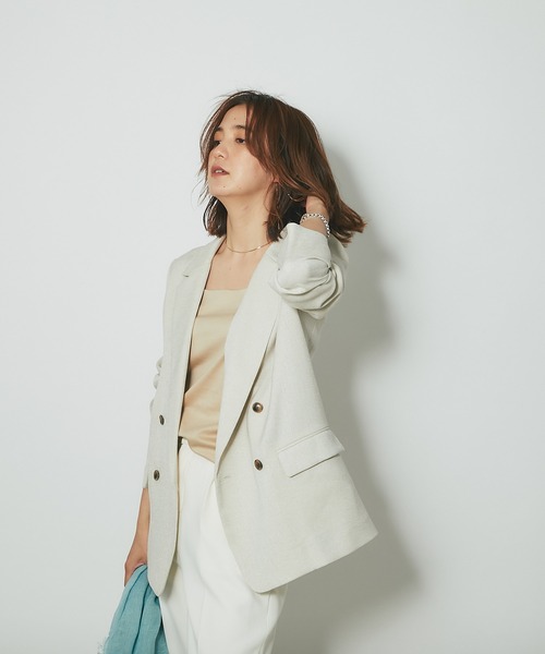 RIVE DROITE（リヴドロワ）の「リネンライクライトテーラードジャケット（テーラードジャケット・レディース・ベージュ/ネイビー/イエロー・FREE）」の22枚目の写真