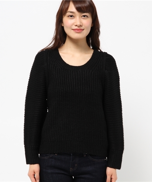 OUTLET（アウトレット）の「【mystic】モヘアタッチ畦編ミ袖タックプルオーバー（ニット/セーター・レディース・アイボリー/ブラック/レンガ・FREE）」の4枚目の写真