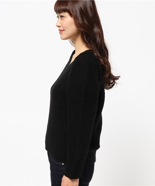 OUTLET（アウトレット）の「【mystic】モヘアタッチ畦編ミ袖タックプルオーバー（ニット/セーター・レディース・アイボリー/ブラック/レンガ・FREE）」の5枚目の写真