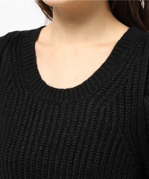 OUTLET（アウトレット）の「【mystic】モヘアタッチ畦編ミ袖タックプルオーバー（ニット/セーター・レディース・アイボリー/ブラック/レンガ・FREE）」の7枚目の写真