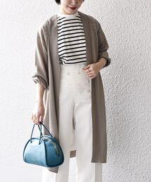 〈手洗い可能〉 ペーパーポリ ロングスリーブ ミディ カーディガン ◆