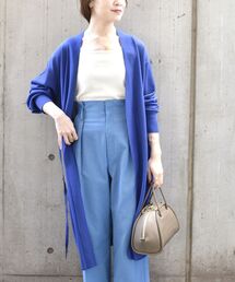 〈手洗い可能〉 ペーパーポリ ロングスリーブ ミディ カーディガン ◆