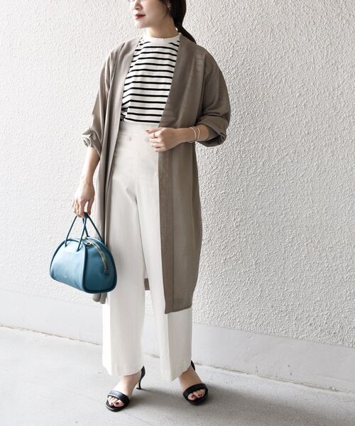 ships シップス ペーパーヤーン アイボリー ロングカーディガン