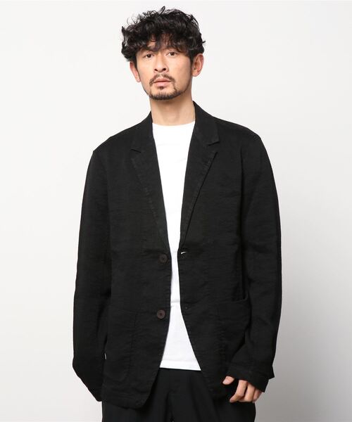 TRANSIT(トランジット)の「TRANSIT/トランジットeasy LINEN JKT(テーラードジャケット・メンズ・ブラック・MEDIUM/SMALL)」の1枚目の写真