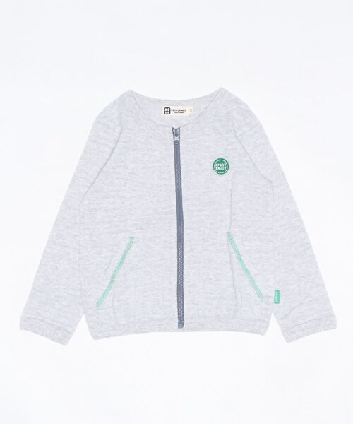 KP BOY（ケーピーボーイ）の「ノーカラージップカーディガン（カーディガン/ボレロ・キッズ・ブルー/杢グレー・130cm/120cm/100cm/110cm）」の2枚目の写真