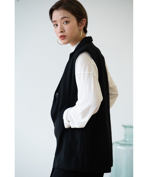 HANNE（アン）の「ベストセットアップ ﾍﾞｽﾄ/ﾌﾚｱﾊﾟﾝﾂ（セットアップ・レディース・ブラック/グレー・フリー）」の4枚目の写真