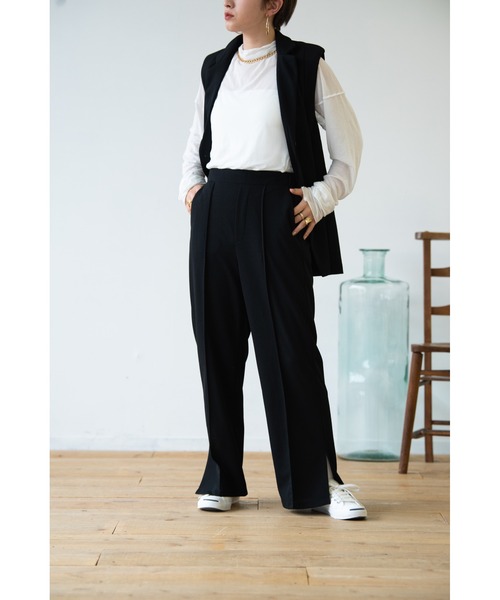 HANNE（アン）の「ベストセットアップ ﾍﾞｽﾄ/ﾌﾚｱﾊﾟﾝﾂ（セットアップ・レディース・ブラック/グレー・フリー）」の6枚目の写真