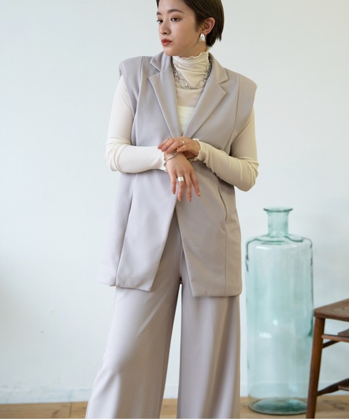 HANNE（アン）の「ベストセットアップ ﾍﾞｽﾄ/ﾌﾚｱﾊﾟﾝﾂ（セットアップ・レディース・ブラック/グレー・フリー）」の13枚目の写真