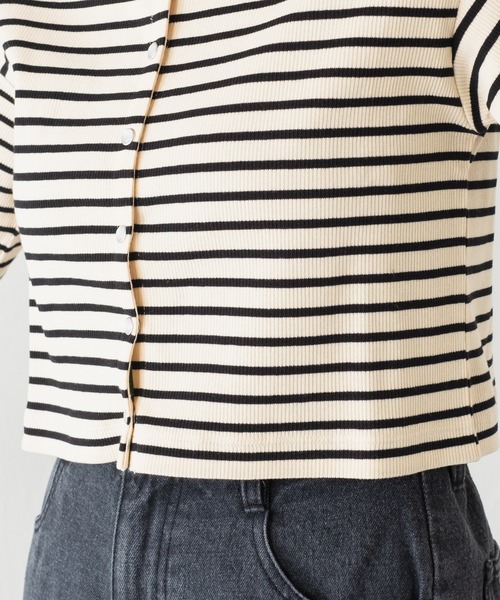 Kastane（カスタネ）の「7分袖テレコボーダーリブチビカーディガン（カーディガン/ボレロ・レディース・ブラック/アイボリー・FREE）」の14枚目の写真