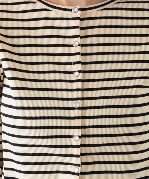 Kastane（カスタネ）の「7分袖テレコボーダーリブチビカーディガン（カーディガン/ボレロ・レディース・ブラック/アイボリー・FREE）」の11枚目の写真