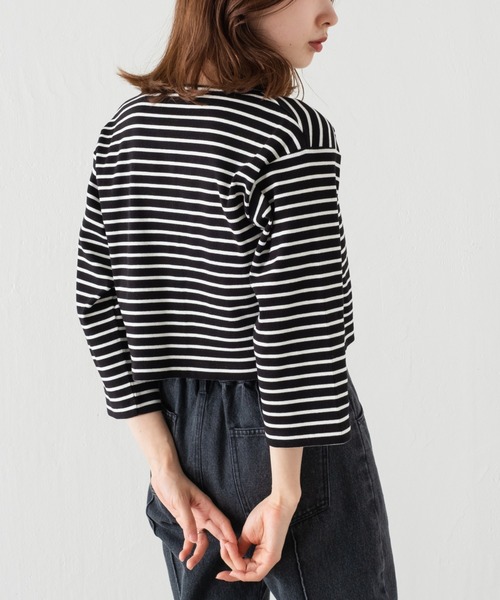 Kastane（カスタネ）の「7分袖テレコボーダーリブチビカーディガン（カーディガン/ボレロ・レディース・ブラック/アイボリー・FREE）」の13枚目の写真